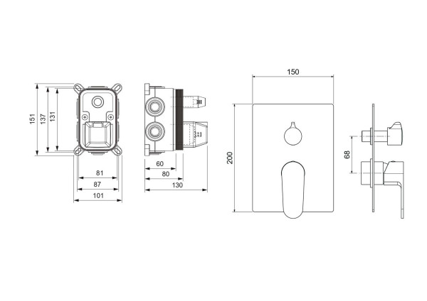 AQ1247BG ОБЕРОН смеситель для ванны 3 режима (внешняя и скрытая часть), шлиф. золото. Фото 4