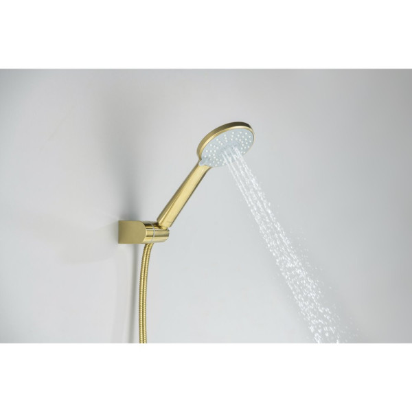 AQ1249BG ОБЕРОН смеситель для ванны с душевым набором 3jet, шлиф. золото. Фото 9