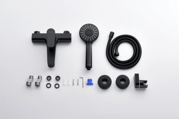 AQ1249MB ОБЕРОН смеситель для ванны с душевым набором 3jet, матовый черный. Фото 4