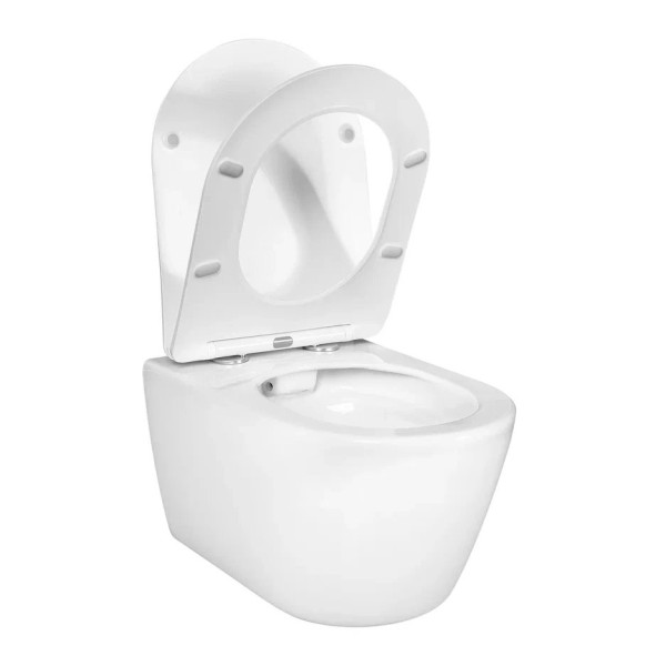 AQ1253W-00 БЕТТА Унитаз подвесной безободковый 531*360*344мм, тонкое сиденье с механизмом плавного закрывания, крепеж. Фото 2