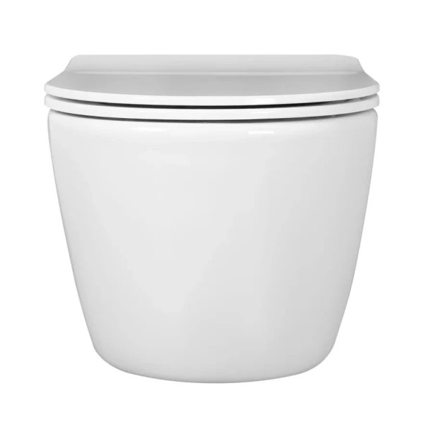 AQ1253W-00 БЕТТА Унитаз подвесной безободковый 531*360*344мм, тонкое сиденье с механизмом плавного закрывания, крепеж. Фото 3