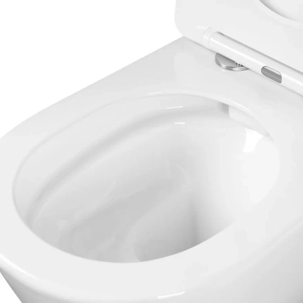 AQ1253W-00 БЕТТА Унитаз подвесной безободковый 531*360*344мм, тонкое сиденье с механизмом плавного закрывания, крепеж. Фото 6