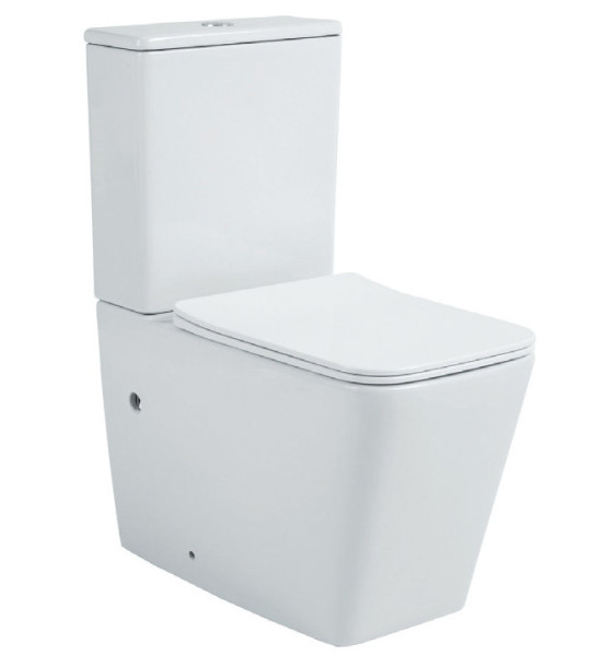 AQ1263N-00 ЛИБРА New Унитаз напольный безободковый с бачком 630*390*825мм, горизонтальный выпуск, тонкое сиденье с механизмом плавного закрывания, кре. Фото 1