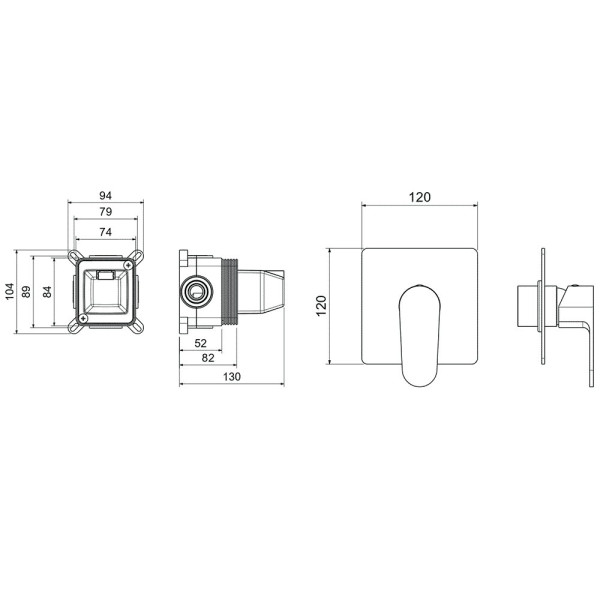 AQ1266BG ОБЕРОН смеситель для душа 1 режим (внешняя и скрытая часть), шлиф. золото. Фото 4