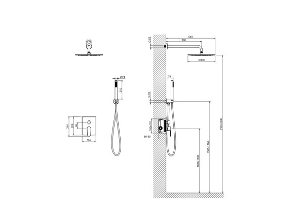 AQ1272BG ОБЕРОН Set 3 в 1 душевой комплект 2 режима, шлиф. золото. Фото 6