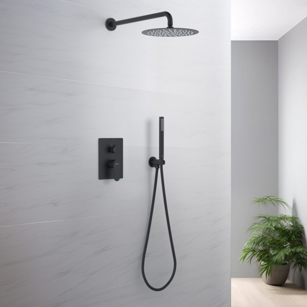 AQ1272MB ОБЕРОН Set 3 в 1 душевой комплект 2 режима, матовый черный. Фото 3