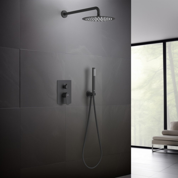 AQ1272MB ОБЕРОН Set 3 в 1 душевой комплект 2 режима, матовый черный. Фото 5