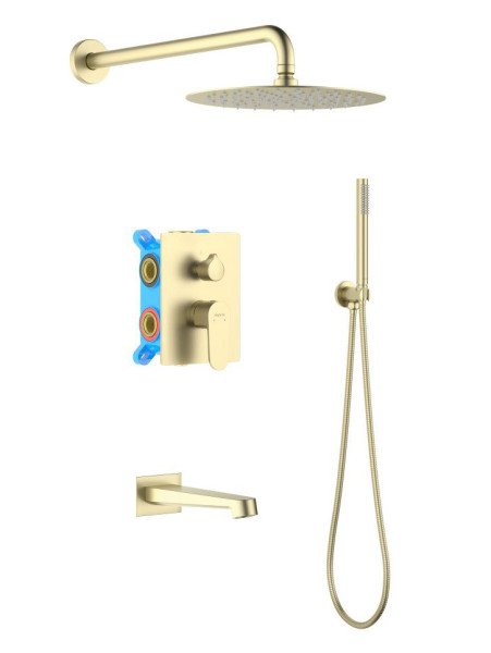 AQ1273BG ОБЕРОН Set 4 в 1 душевой комплект 3 режима, шлиф. золото. Фото 1