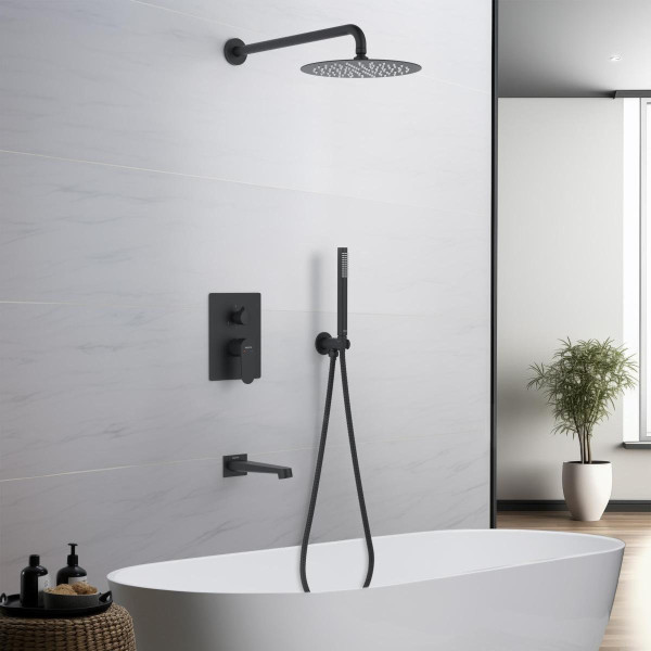 AQ1273MB ОБЕРОН Set 4 в 1 душевой комплект 3 режима, матовый черный. Фото 3