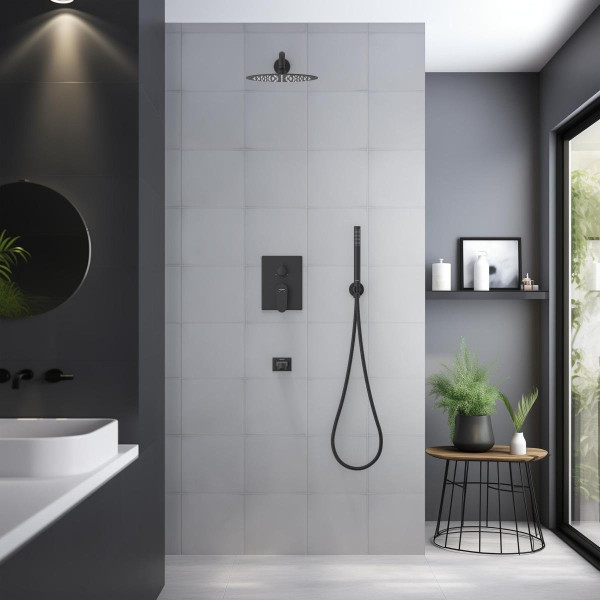 AQ1273MB ОБЕРОН Set 4 в 1 душевой комплект 3 режима, матовый черный. Фото 4