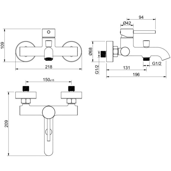 AQ1340BG ЕВРОПА смеситель для ванны, шлиф. золото. Фото 2