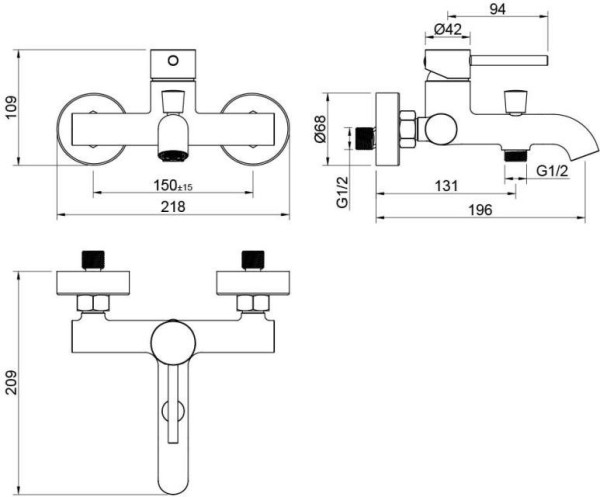 AQ1340CR ЕВРОПА смеситель для ванны. Фото 3