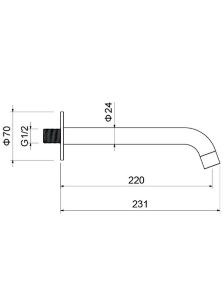 AQ1341BG ЕВРОПА излив для ванны 220 мм, шлиф. золото. Фото 3
