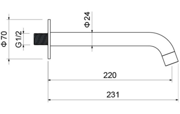 AQ1341MB ЕВРОПА излив для ванны 220 мм, матовый черный. Фото 2