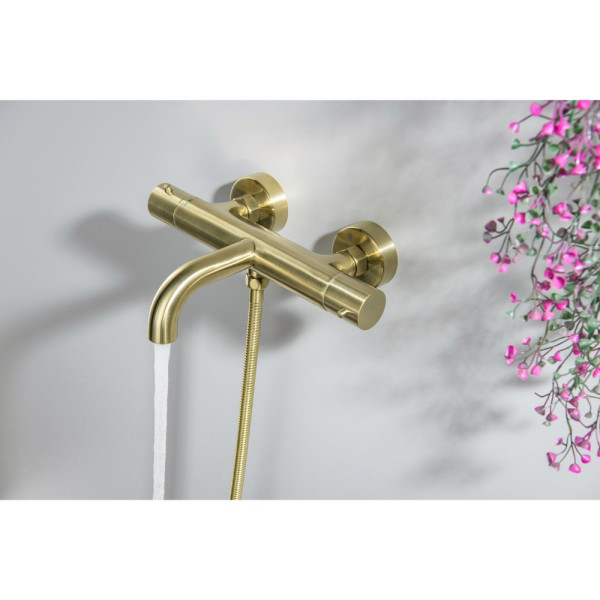 AQ1343BG ЕВРОПА термостатический смеситель для ванны, шлиф. золото. Фото 4
