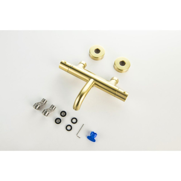 AQ1343BG ЕВРОПА термостатический смеситель для ванны, шлиф. золото. Фото 5