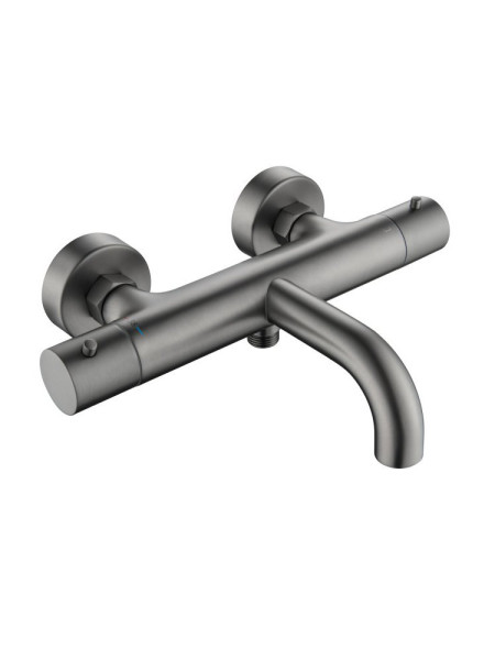 AQ1343BGM ЕВРОПА термостатический смеситель для ванны, оружейная сталь (шлиф. черный хром). Фото 1