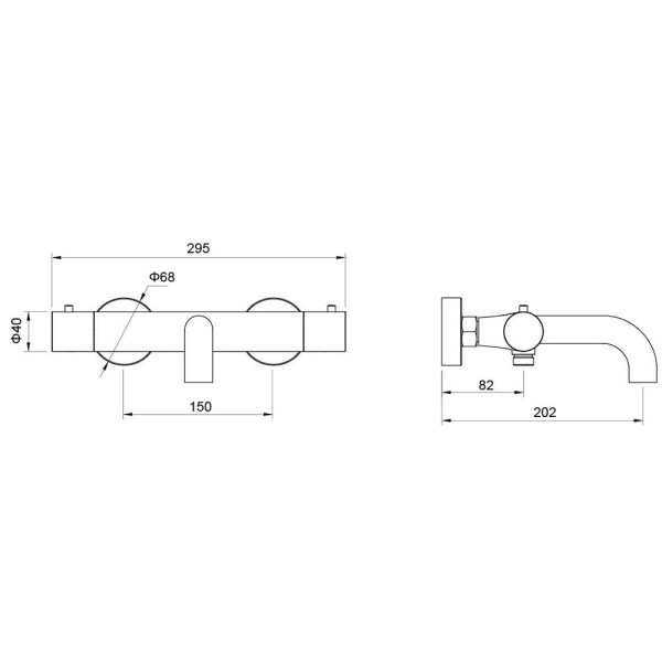 AQ1343BGM ЕВРОПА термостатический смеситель для ванны, оружейная сталь (шлиф. черный хром). Фото 2