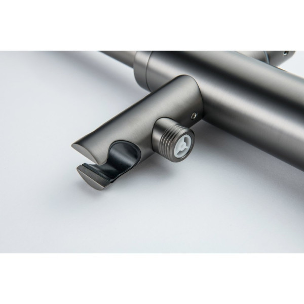 AQ1345BGM ЕВРОПА смеситель для ванны напольный, оружейная сталь (шлиф. черный хром). Фото 6