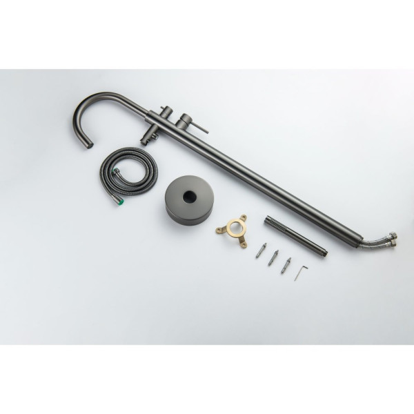 AQ1345BGM ЕВРОПА смеситель для ванны напольный, оружейная сталь (шлиф. черный хром). Фото 7