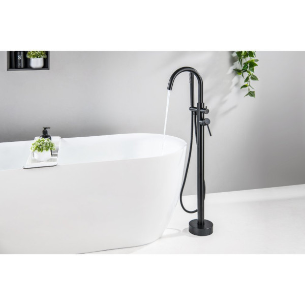 AQ1345MB ЕВРОПА смеситель для ванны напольный, матовый черный. Фото 4