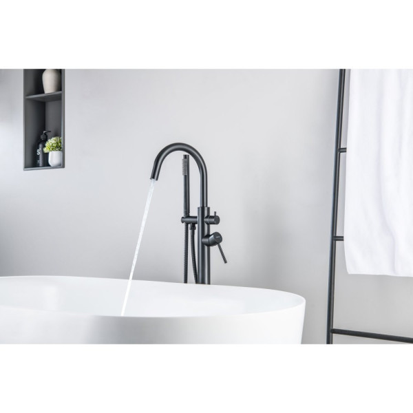 AQ1345MB ЕВРОПА смеситель для ванны напольный, матовый черный. Фото 5