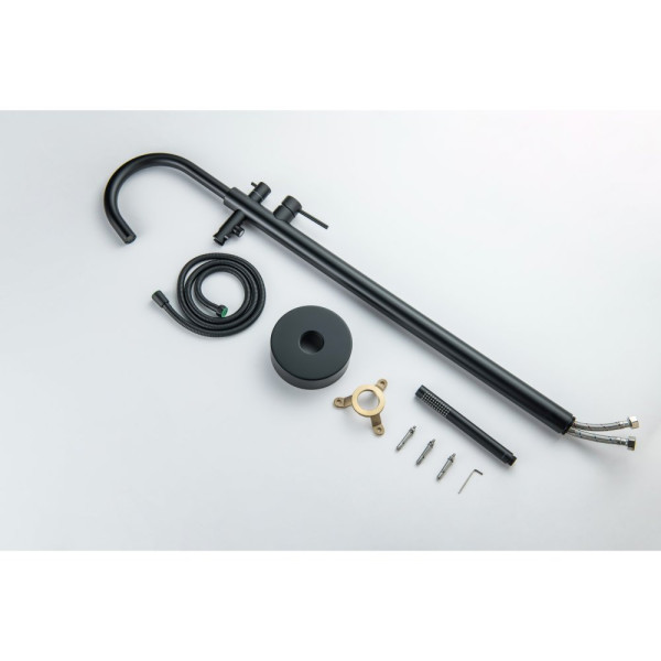 AQ1345MB ЕВРОПА смеситель для ванны напольный, матовый черный. Фото 8