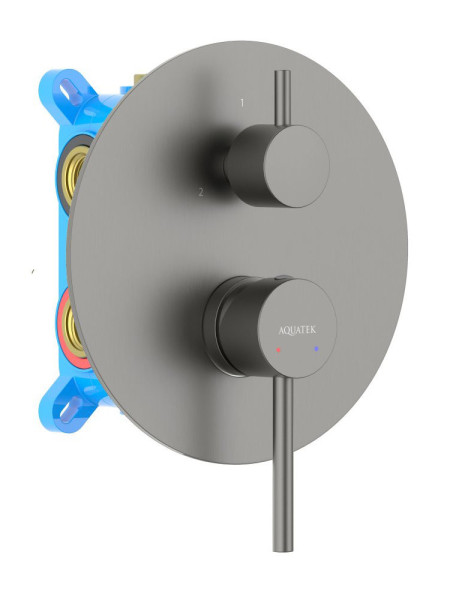 AQ1346BGM ЕВРОПА смеситель для ванны 2 режима (внешняя и скрытая часть), оружейная сталь (шлиф. черный хром). Фото 1