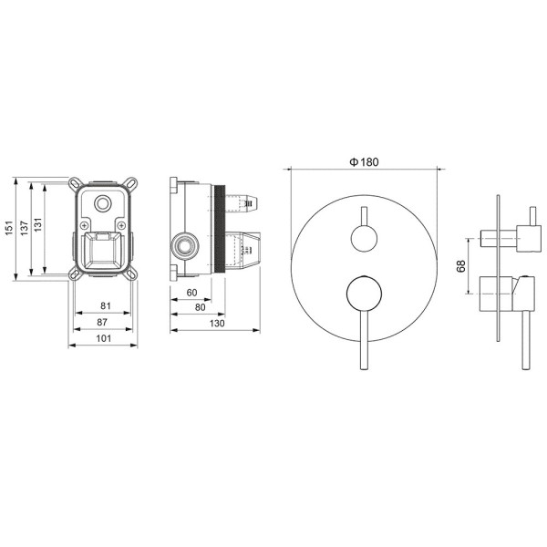 AQ1346BGM ЕВРОПА смеситель для ванны 2 режима (внешняя и скрытая часть), оружейная сталь (шлиф. черный хром). Фото 2