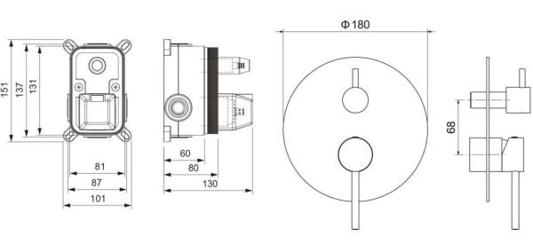 AQ1346MB ЕВРОПА смеситель для ванны 2 режима (внешняя и скрытая часть), матовый черный. Фото 2