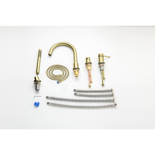 AQ1348BG ЕВРОПА смеситель на борт ванны на 4 отв., шлиф. золото. Фото 2