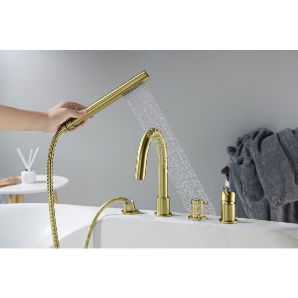 AQ1348BG ЕВРОПА смеситель на борт ванны на 4 отв., шлиф. золото. Фото 11