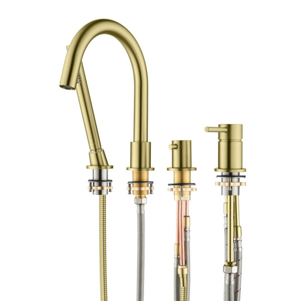 AQ1348BG ЕВРОПА смеситель на борт ванны на 4 отв., шлиф. золото. Фото 3