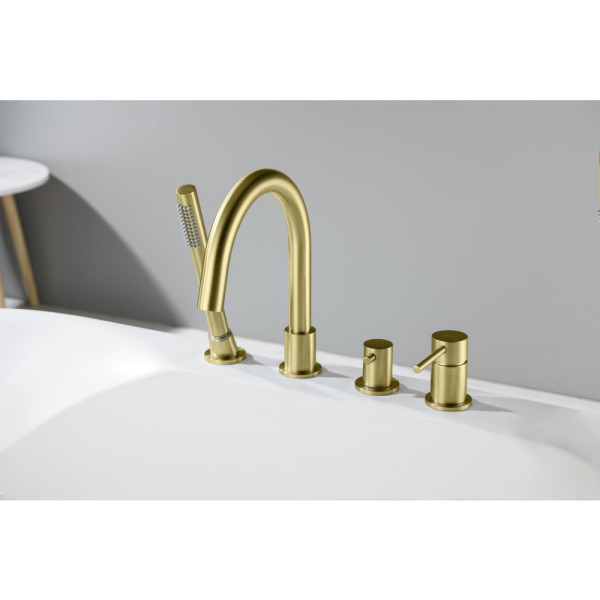 AQ1348BG ЕВРОПА смеситель на борт ванны на 4 отв., шлиф. золото. Фото 6