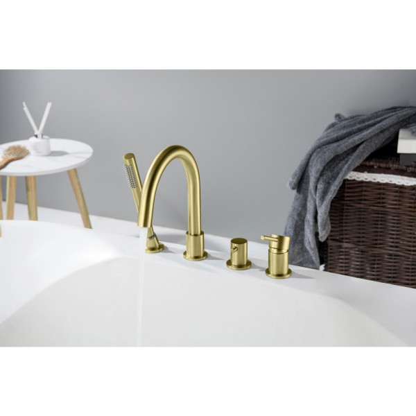 AQ1348BG ЕВРОПА смеситель на борт ванны на 4 отв., шлиф. золото. Фото 7