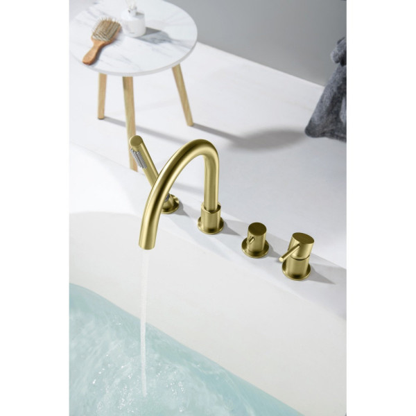 AQ1348BG ЕВРОПА смеситель на борт ванны на 4 отв., шлиф. золото. Фото 8