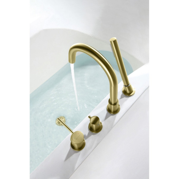AQ1348BG ЕВРОПА смеситель на борт ванны на 4 отв., шлиф. золото. Фото 9