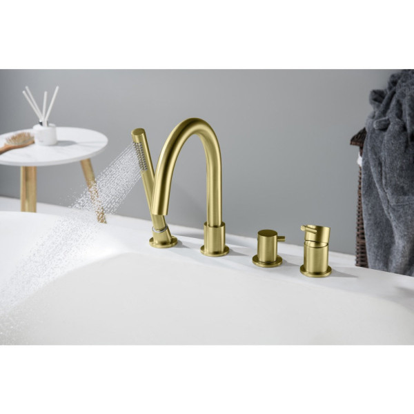 AQ1348BG ЕВРОПА смеситель на борт ванны на 4 отв., шлиф. золото. Фото 10