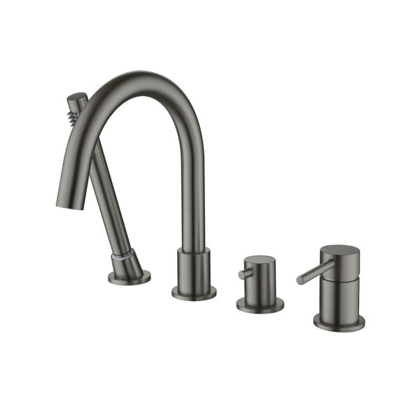 AQ1348BGM ЕВРОПА смеситель на борт ванны на 4 отв., оружейная сталь (шлиф. черный хром). Фото 2