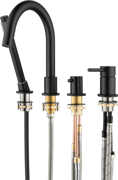 AQ1348MB ЕВРОПА смеситель на борт ванны на 4 отв., матовый черный. Фото 8