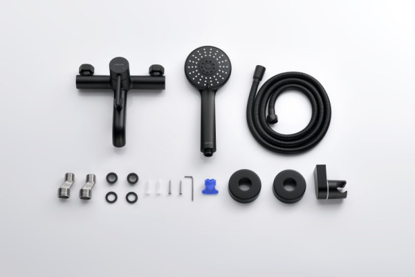 AQ1349MB ЕВРОПА смеситель для ванны с душевым набором 3jet, матовый черный. Фото 2