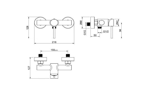 AQ1360BGM ЕВРОПА смеситель для душа, оружейная сталь (шлиф. черный хром). Фото 2