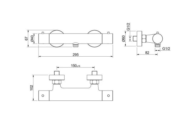 AQ1363BG ЕВРОПА термостатический смеситель для душа, шлиф. золото. Фото 2