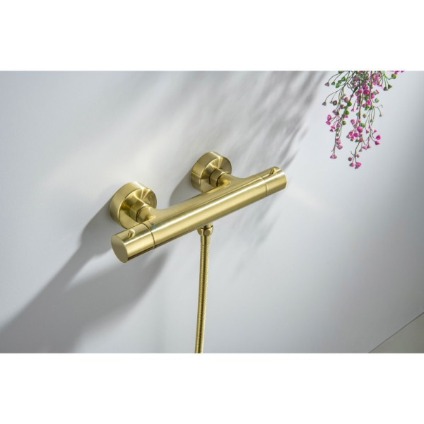 AQ1363BG ЕВРОПА термостатический смеситель для душа, шлиф. золото. Фото 3