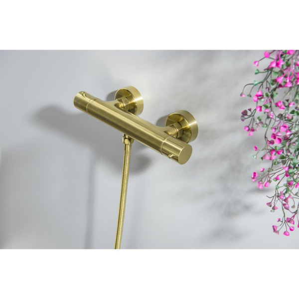 AQ1363BG ЕВРОПА термостатический смеситель для душа, шлиф. золото. Фото 4