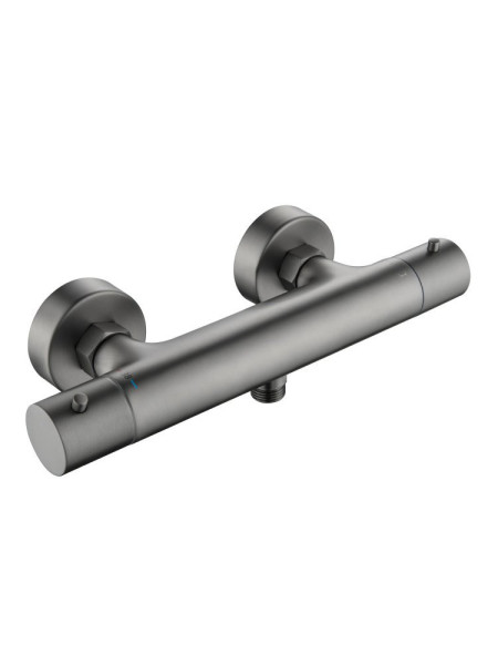 AQ1363BGM ЕВРОПА термостатический смеситель для душа, оружейная сталь (шлиф. черный хром). Фото 1