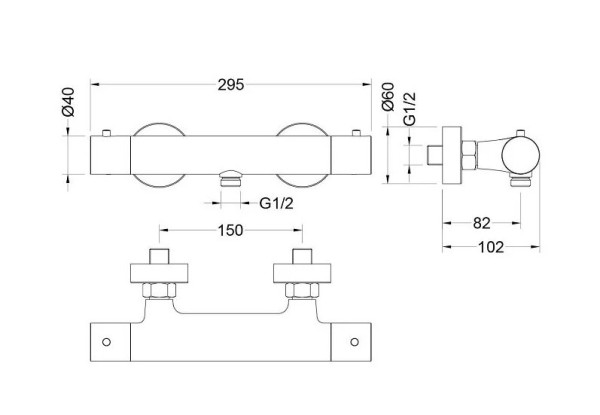 AQ1363BGM ЕВРОПА термостатический смеситель для душа, оружейная сталь (шлиф. черный хром). Фото 2