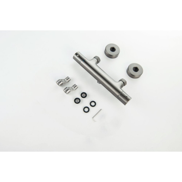 AQ1363BGM ЕВРОПА термостатический смеситель для душа, оружейная сталь (шлиф. черный хром). Фото 5