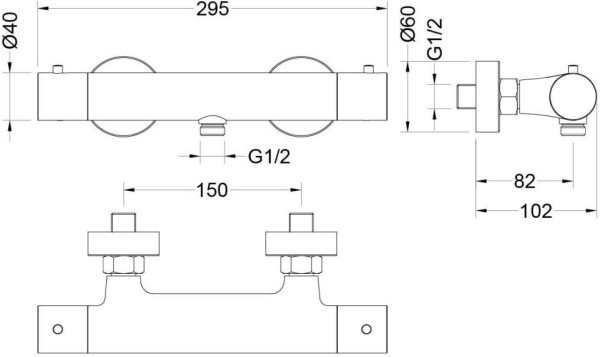 AQ1363MB ЕВРОПА термостатический смеситель для душа, матовый черный. Фото 3