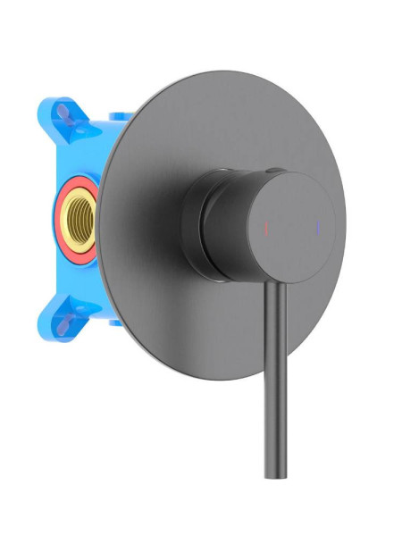 AQ1366BGM ЕВРОПА смеситель для душа 1 режим (внешняя и скрытая часть), оружейная сталь (шлиф. черный хром). Фото 1